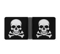 Skull Crossbones Skeleton Jolly Roger Mens Wallet Printed Card Holder Bifold Wallets Purse Coin Pocket