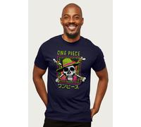 Skull & Crossbones Straw Hat Pirates Logo Kanji One Piece T-Shirt One Piece Navy XL