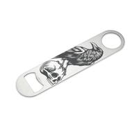 Skull Crow Bottle Opener Bar Blade - Printed Metal Stainless Steel Beer Opener, Bold Bar Accessory & Gift