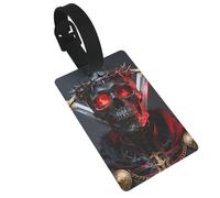 Skull Crown Luggage Tags for Suitcases - Durable PVC ID Tags with Detachable Straps for Travel, Backpack, Golf Bag, Anti-Loss