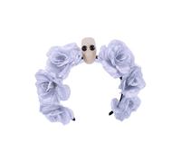 Skull Crystal Flower Hat Party Halloween Bride Head and Crystal Bride Hair Hoop Live Show Role Play Party Hair Ornaments for Adults