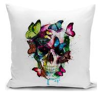 Skull Cushion Cover Gothic Skull Gifts Skeleton Throw Pillow Case Decor for Home Livingroom Couch Bedroom Sofa Decorate 18"x18"