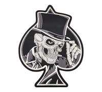 Skull Cylinder Hat Spades Back Patch Large Iron-On Patches for Clothing Size 22.0 x 27.5 cm