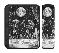 Skull Dancing Black Gothic 2 Pack Seatbelt pad Release Stress to Your Neck and Shoulders for Airplane accesorios para carro