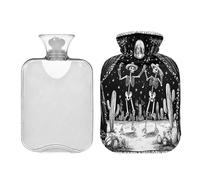 Skull Dancing Black Gothic hot Water Bottle with Soft Cover 2L hot Compress Bag for Neck and Shoulder Pain Relief Period Cramps Bolsa para agua Caliente para Dolor