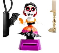 Skull Dashboard - Auto Solar Skull Toy - Skeleton Figure - Dashboard | Fun Doll with Swing Head and Spring Motion - Hallo Decor
