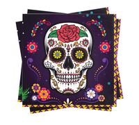 Skull Day of The Dead Napkins,48Pcs Halloween Napkins Serviettes Mexico Dia De Los Muertos Decor,Day of The Dead Luncheon Paper Napkin for Halloween Party Tableware Home Decor 33x33cm