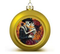 Skull Day of The Dead Skeleton Wedding Christmas Balls Hanging Baubles Decorations for Xmas Tree Party Gift Golden-style 1PCS