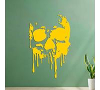Skull Death Gothic Horror Monster Bone Fine Carving Stickers Can Modify and add Information 42x66.2cm Yellow