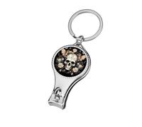 Skull Death Moth and Flowers Nail Clippers Mini Fingernail and Toenail Clipper Cutters Manicure Tools for Men Women