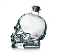Skull Decanter, Lead-Free Glass Crystal 3D Skull Bottle with Cork Stopper, Skull Mason Jar for Vodka, Whiskey, Tequila Alcohol Liquor (400ml)