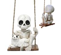 Skull Decor - Halloween Skull Ornament | Resin Cute Swing Ghost Dog Car Pendant | Spooky Hanging Decoration Cemetery Garden Fence | Rear View Gothic Horror Decorative For Indoor Outdoor Holiday Party