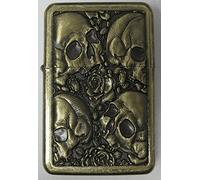 SKULL DESIGN 46 PETROL LIGHTER IN GIFT TIN (Antique Brass)