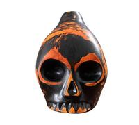 Skull Design Aztec Death Whistle, Ceramic Aztec Whistle Prop, Sturdy Aztec Death Whistle, Screaming Skull Whistles Collectible 8.3x7.4x5.8cm for Halloween, Indoor, Outdoor, Orange, Black Color