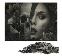 Skull Double Exposuse Adult Jigsaw Puzzle, Wooden, 1000 Pieces | Christmas gift for puzzle lovers: tabletop activity for adults on quiet evenings.