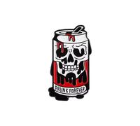 Skull Drink Glass Can Pin Badge Gothic Pagan Halloween Brooch Goth Dark Jacket Bag Lapel Jewellery Accessory Skulls Blood Brains Death Emo Skeleton (Drunk Forever Can)