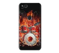 Skull Drum Fire Rock Case Cover For Google Pixel 2 XL