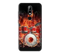 Skull Drum Fire Rock Case Cover For Nokia X5, Nokia 5.1 Plus