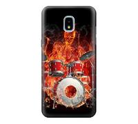 Skull Drum Fire Rock Case Cover For Samsung Galaxy J3 (2018), J3 Star, J3 V 3rd Gen, J3 Orbit, J3 Achieve, Express Prime 3, Amp Prime 3