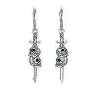 Skull Earrings 925 Sterling Silver Dagger Dangle Drop Earrings Sword Knife Hoop Dangling Earrings Unsex Jewellery Gift for Women Men