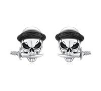 Skull Earrings 925 Sterling Silver Skeleton Earrings Gothic Skull Earrings Skull Crossbone Stud Earrings Skull Jewellery Gifts for Men Women