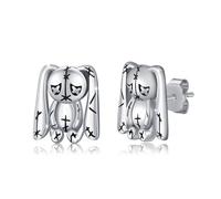 Skull Earrings for Women Men 925 Sterling Silver Skull Stud Earrings Gothic Earrings Halloween Jewelry Gifts for Women Men, 14*12, Sterling Silver, No Gemstone