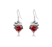Skull Earrings for Women Red Crystal Heart Skeleton Earrings Skull Dangle Drop Earrings Goth Punk Halloween Earrings Jewelry for Women, Metal, No Gemstone