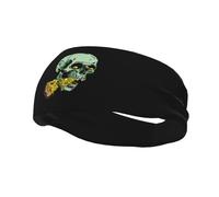 Skull Eating A Slice of Pizza Headbands Men Women Non Slip Wicking Sports Sweatband for Gym Basketball Yoga Hairbands