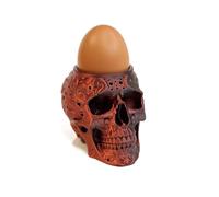 Skull Egg Cup Holder - Novelty Gothic Easter Souvenir, 2-in-1 Kitchen Decor & Egg Stand for Boiled Eggs, Breakfast Table Accessory, Unique Adult Gift (Red Skull)