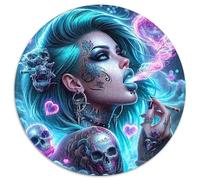 Skull Elements Vibrant Blue Art 1000 Piece Jigsaw Puzzle Paper For Adults Night Relax Home Decor 1000pcs (67.5x67.5cm)