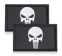 Skull Embroidered Patch, 2 Pieces Tactical Morale Stickers, Skull Hook and Loop Patch, Suitable for Backpacks, Jeans, Hats, Clothing Patches