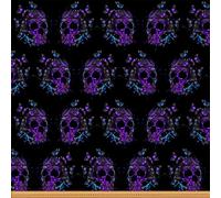 Skull Fabric by The Yard, Halloween Butterfly Upholstery Fabric, Retro Gothic Decorative Fabric, Sugar Skull Indoor Outdoor Fabric, Skeleton DIY Art Waterproof Fabric, Purple Black, 2 Yards