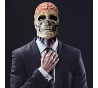 Skull Face Cover - Latex Masque - Horror Fun Face Cover, The Latest Skeleton Biochemical Mask for Halloween Skull Mask,3D Skull Masks with Moving Jaw Adult Full face,Scary Skeleton Headgear (C)