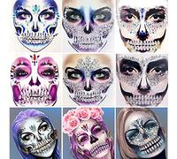 Skull Face Jewels Day of the Death Face Gems for Halloween Face Decals,6-Pack
