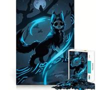 Skull-faced Wolf on A Glowing Branch 1000 Piece Jigsaw Puzzle for Teenagers Clear Logic Toy Calm Pastime Perfect Cut Classic Gift 38x26cm