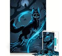 Skull-faced Wolf on A Glowing Branch Jigsaw Puzzle 1000 Piece for Teenagers Clear Logic Toy Easy Leisure Perfect Cut Birthday Gift 50x75cm