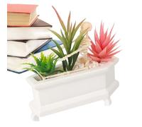 Skull Fake Planter - Resin Planter Pots with Artificial Succulents, Shelf Decor | Skeleton in Coffin Desktop Prop Home Bedroom Decorative Accent Lightweight Resin Realistic Detail