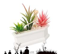 Skull Fake Planter, Skull Fake Plant Box | Plant Pots with Artificial Succulents,Skeleton in the Box Shelf Decor,Small Flower Pot for Home Table Bedroom