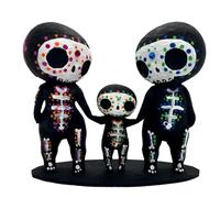 Skull Family Figurines Resin Crafts Cute Statue Decorative Sugar Skulls Hand-A