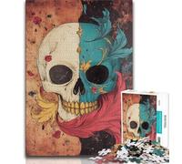Skull Feathers Jigsaw Puzzles for Adults 1000 Jigsaws,Challenging Game Gifts for Is Ideal As A Gift for The Whole Family 75x50cm