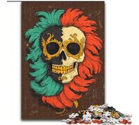 Skull Feathers Jigsaw Puzzles for Adults 1000 Jigsaws, Stress Reliever Staycation Kill Time with Matching Poster And Trivia Sheet (50x75cm)