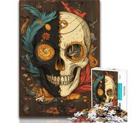 Skull Feathers Jigsaw Puzzles for Adults 1000 Piece,Stress Reliever Difficult Challenge Deal As Gifts for The Whole Family (38x26cm)
