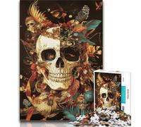 Skull Feathers Jigsaw Puzzles for Teenagers 1000 Piece,Challenging Game And Family Play with Fully Interlocking Randomly Shaped Pieces 38x26cm