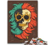 Skull Feathers Jigsaws Puzzles 1000 Pieces for Adults Gifts,Challenging Family Activity Games DIY Toy for Home Wall Decor Gifts (38x52cm)