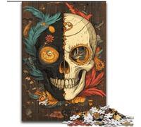 Skull Feathers Puzzles for Adults Teens 1000pc Puzzle, Challenging Game And Family Play Birthday Present, Gifts, Wall Art (50x75cm)