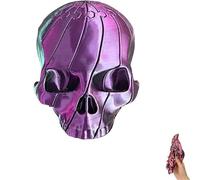 Skull Fidget Figurine, Articulated Flexible 3D Printing Fun Skeleton Model, Spiral Skull Stress Relief Desk Toy with Halloween Decor Style, for Bedroom Shelf Accent, Living Room Display (Purple)