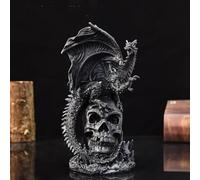 Skull Figurine Resin Black - Black Dragon Skeleton Sculpture Statue - Halloween Decoration Gothic Ornament - Home Office Desktop Decor 20cm - Birthday Mysterious Creative Gifts