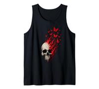 Skull Fire Burning Flames Butterflies Grunge Horror Goth Tank Top