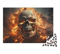 Skull Fire Horror-Dark Fantasy Art Style 1000 Pcs Recycled Cardboard Jigsaw Puzzle Custom Family Group Fun And Challenging Family Game for Indoor Activity Great Gift Idea 70x50cm/1000pcs