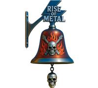 Skull & Flames Heavy Metal Door Bell, Skull Guitar Flame Doorbell MetalMusic Rock DoorbellOutdoor Hanging Decoration Indoor MetalMusic Decorative Doorbell MetalMusic Lover Gift (#A)
